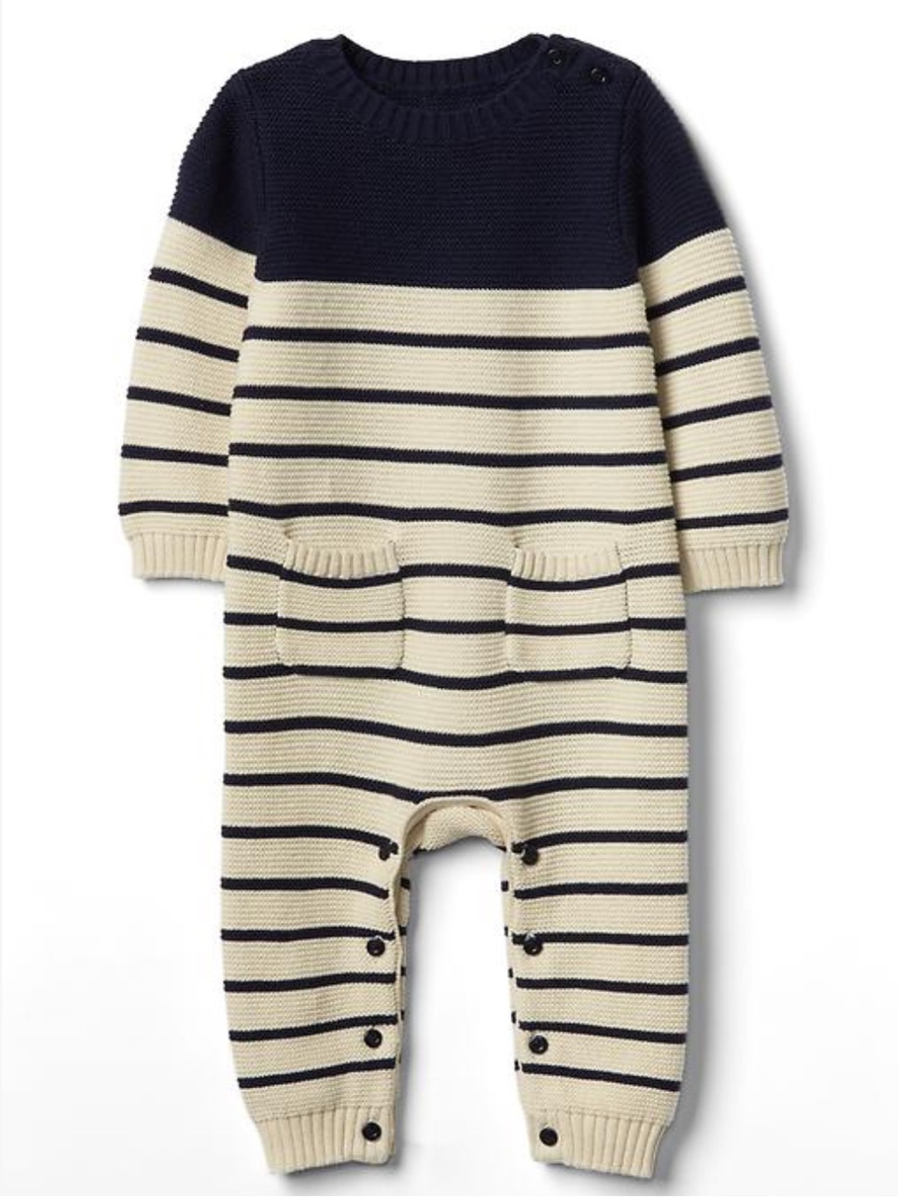 🫐3/$30 BabyGAP Navy & Cream Striped Knit Romper size 3-6m